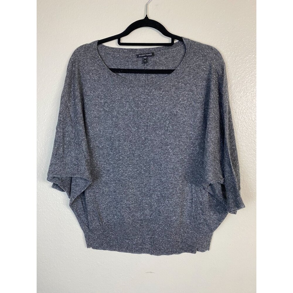 Eileen Fisher Wool Silk Blend Women Charcoal Gray Dolman Sleeve Sweater Size XS